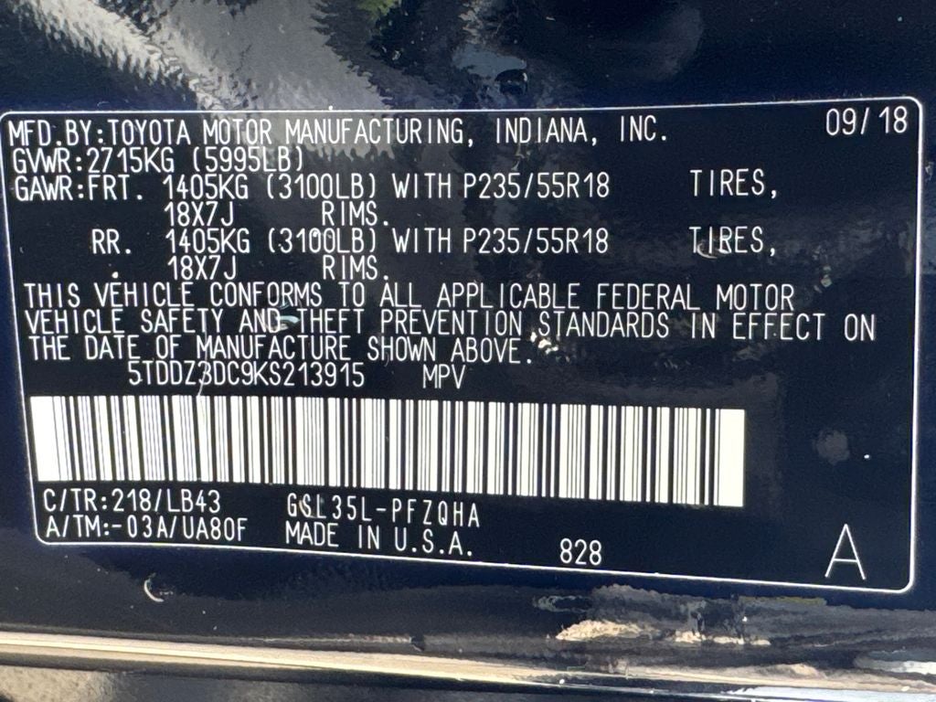 2019 Toyota Sienna Limited Premium 7 Passenger