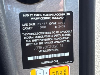 2007 Aston Martin V8 Vantage Base