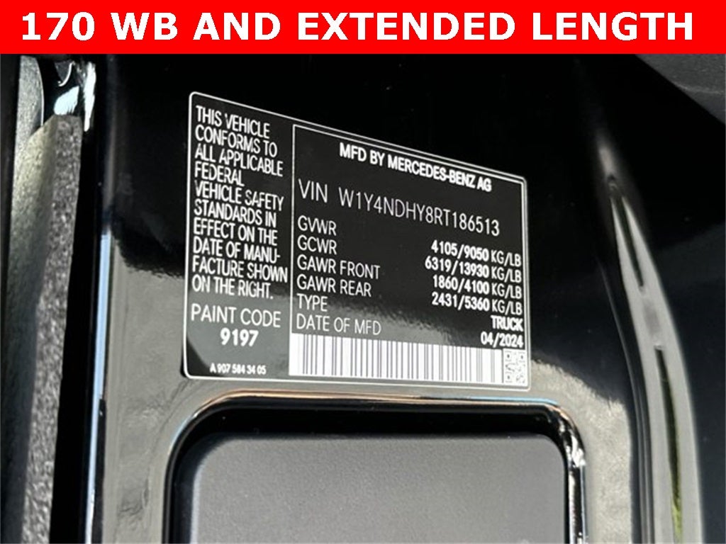 2024 Mercedes-Benz Sprinter 2500 Cargo 170 WB Extended