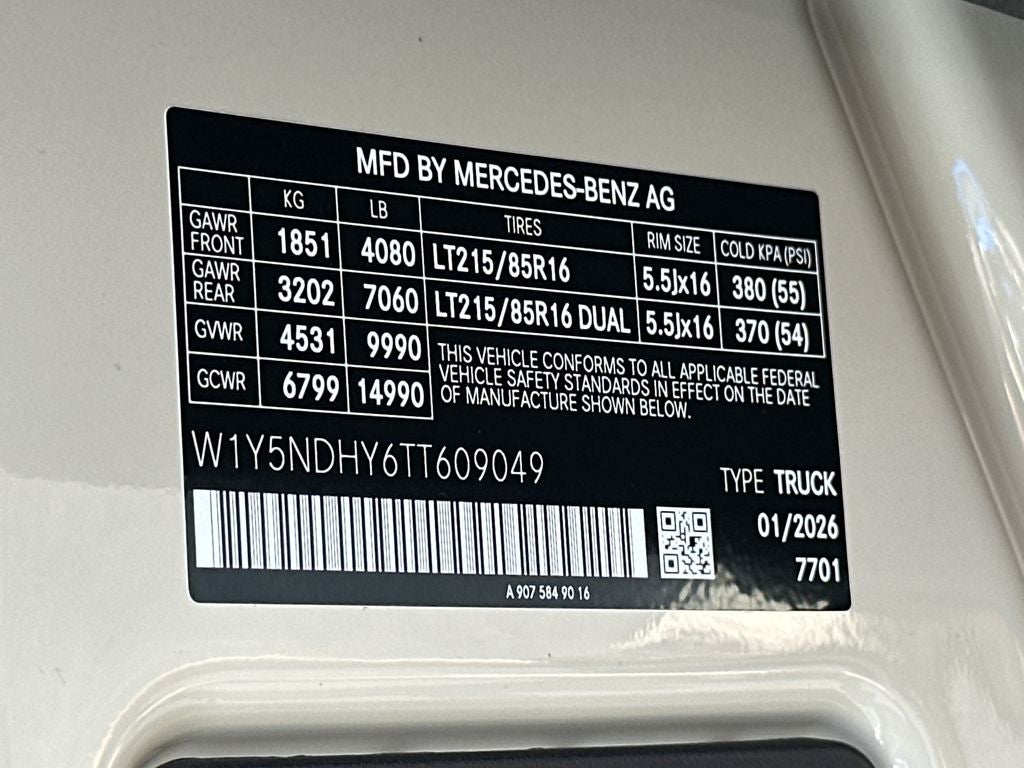 2026 Mercedes-Benz Sprinter 3500 Cargo 170 WB Extended