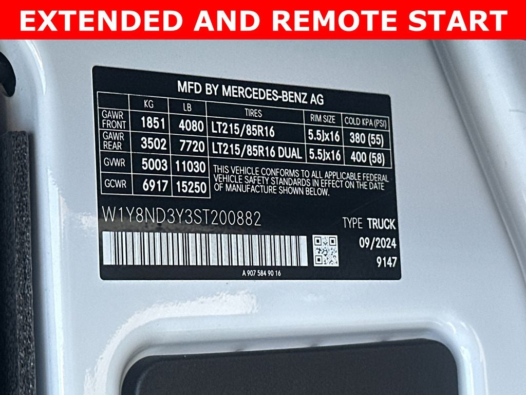 2025 Mercedes-Benz Sprinter 3500 Cargo 170 WB High Roof