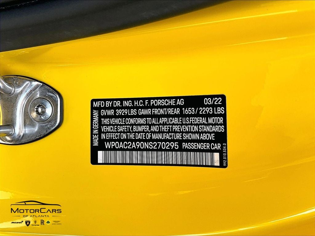 2022 Porsche 911 GT3 ...Carbon Fiber Roof!!!