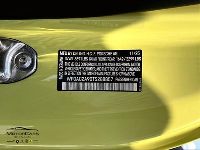 2026 Porsche 911 GT3 Weissach w/6-Speed