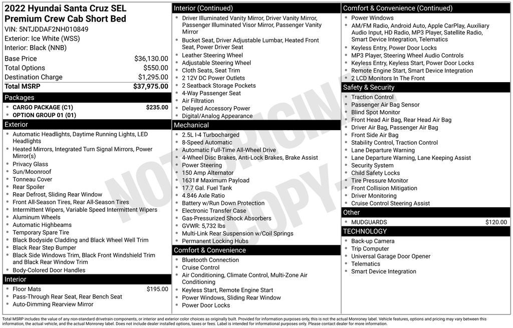 2022 Hyundai Santa Cruz SEL Premium