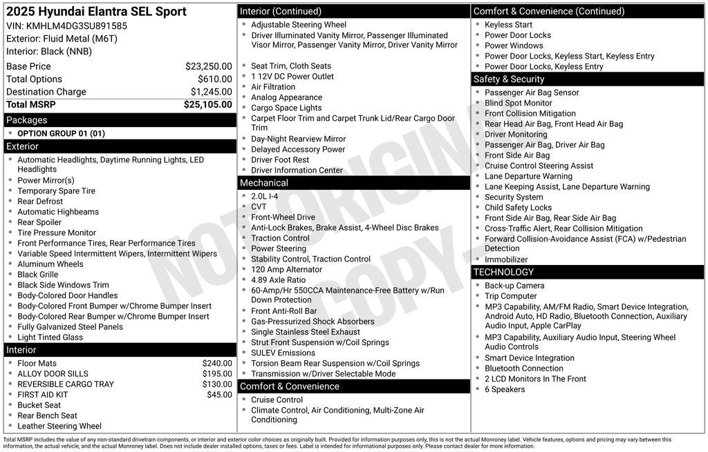 2025 Hyundai Elantra SEL Sport