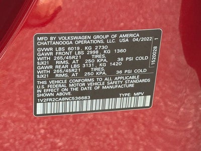 2022 Volkswagen Atlas 3.6L V6 SEL Premium R-Line