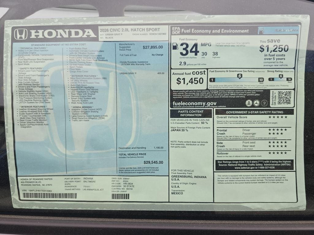 2026 Honda Civic Sport