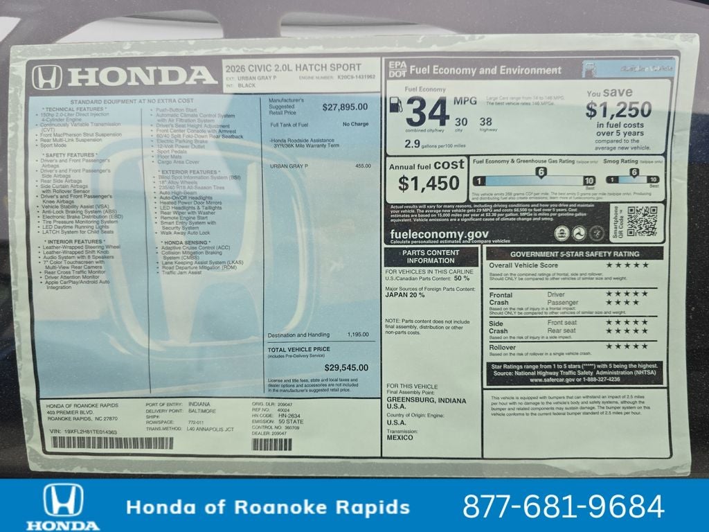 2026 Honda Civic Sport