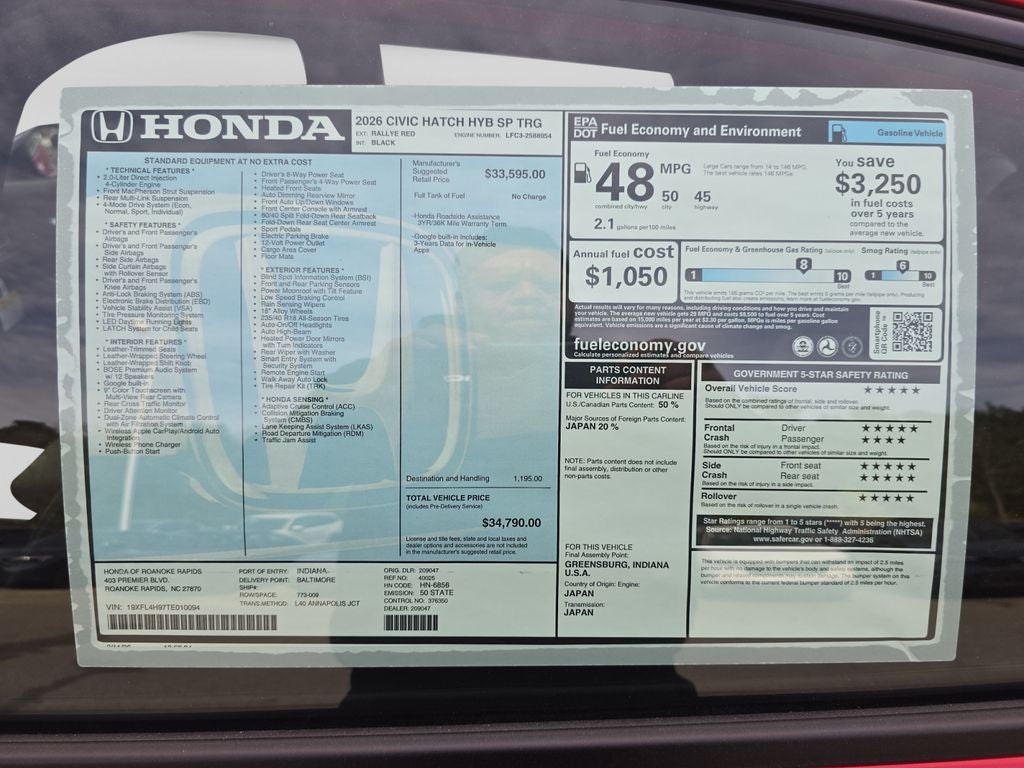 2026 Honda Civic Hybrid Sport Touring