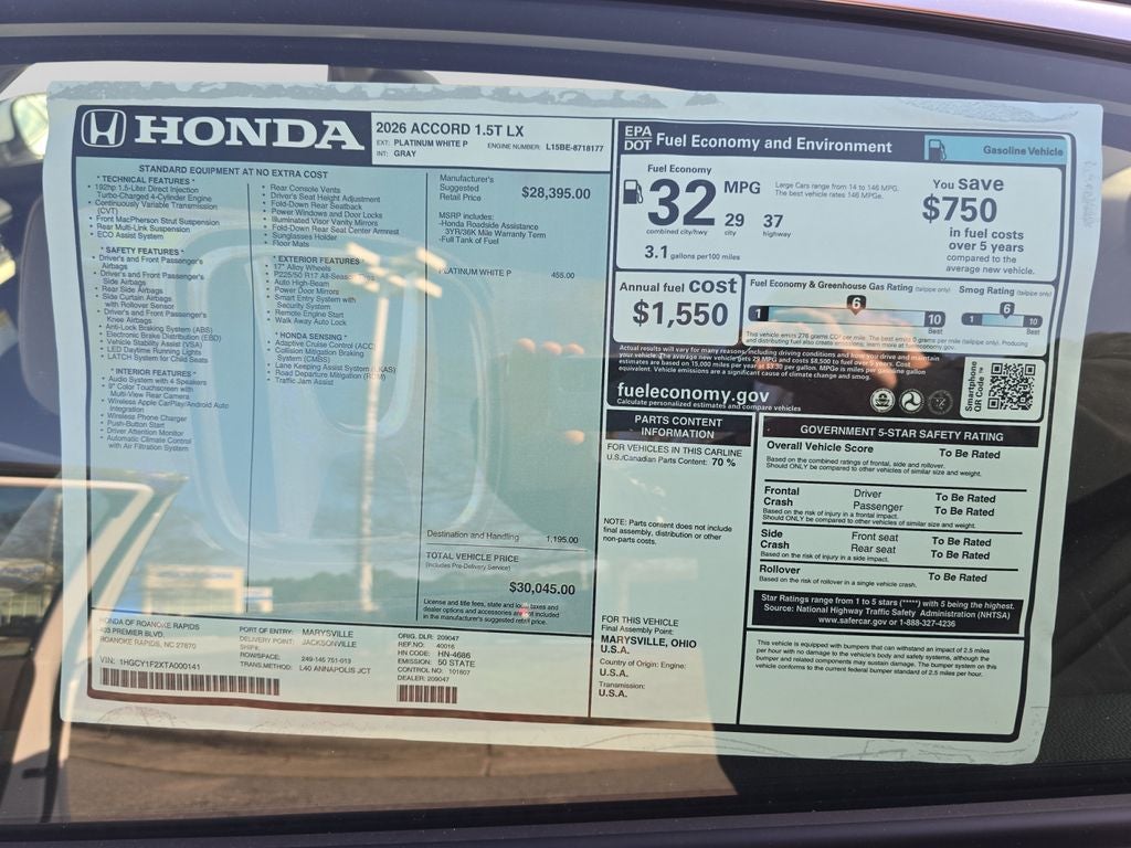 2026 Honda Accord LX