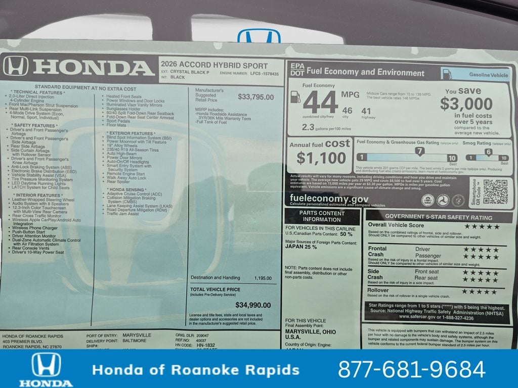 2026 Honda Accord Hybrid Sport