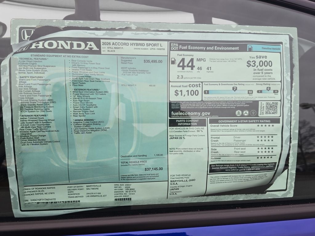 2026 Honda Accord Hybrid Sport-L