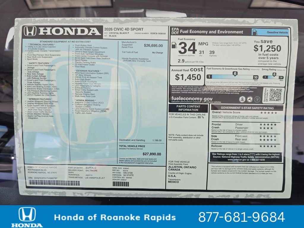 2026 Honda Civic Sport