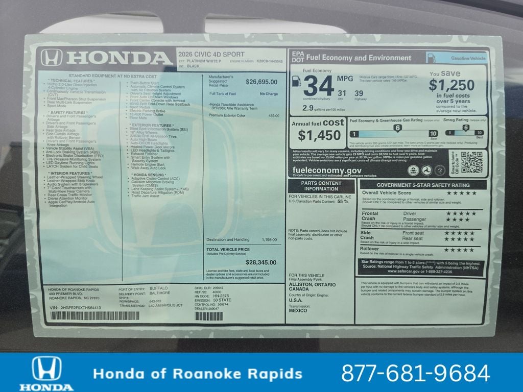 2026 Honda Civic Sport