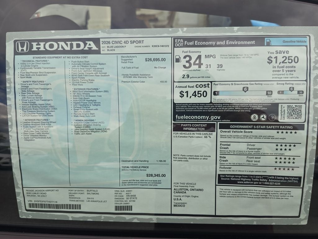 2026 Honda Civic Sport