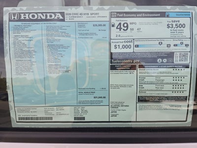 2026 Honda Civic Hybrid Sport Touring