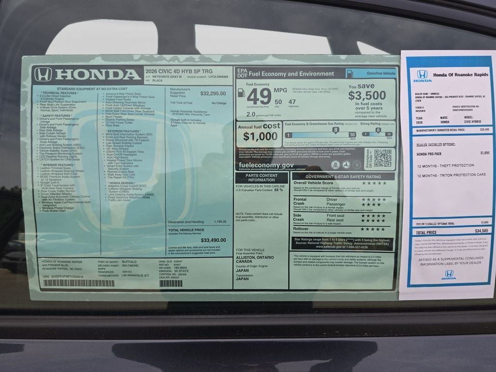 2026 Honda Civic Hybrid Sport