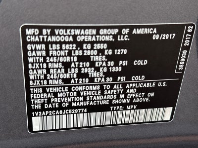 2018 Volkswagen Atlas 2.0T S