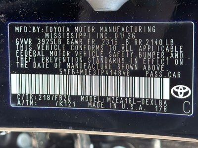 2026 Toyota Corolla LE