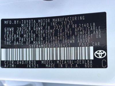 2026 Toyota Corolla LE