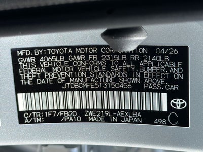 2026 Toyota Corolla Hybrid LE