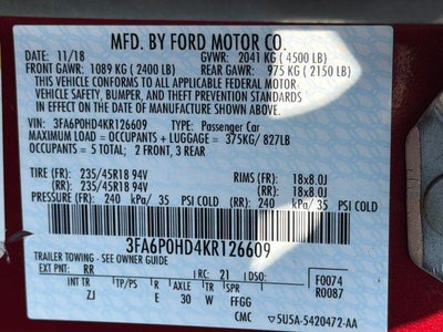 2019 Ford Fusion SE